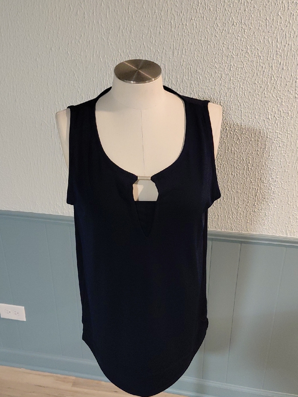 Jones New York Navy Sleeveless Tank with Front Cutout